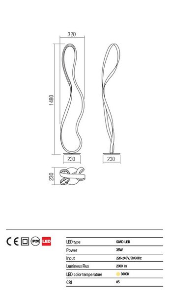 Lampadar LED 35W Redo NUBO